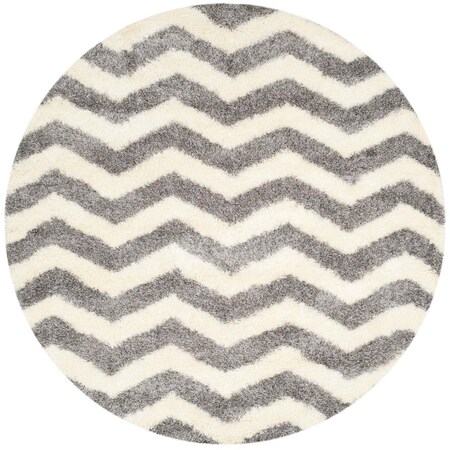 Safavieh 4 x 4 ft. Montreal Shag Contemporary Round Power Loomed Rug; Ivory & Grey SGM846B-4R